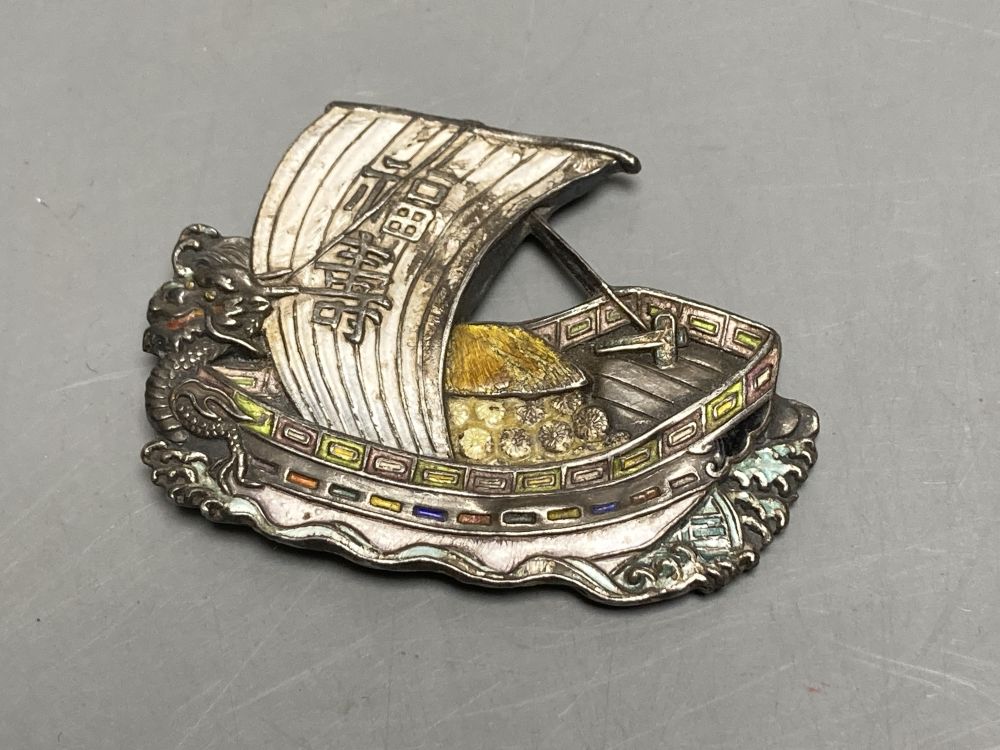 An early 20th century Chinese Export white metal belt by Wang Hing, Hong Kong and other items.